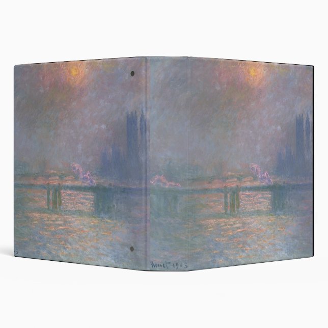 Claude Monet | The Thames with Charing Cross 3 Ring Binder (Background)