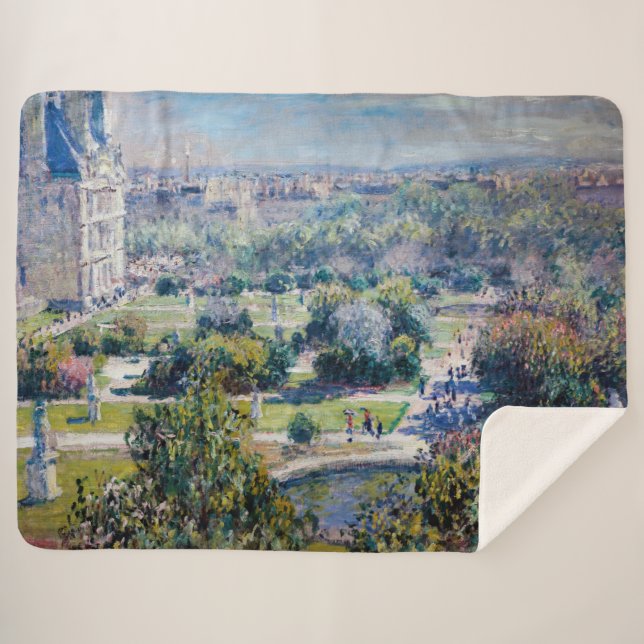 Claude Monet - The Tuileries Gardens Sherpa Blanket (Front (Horizontal))