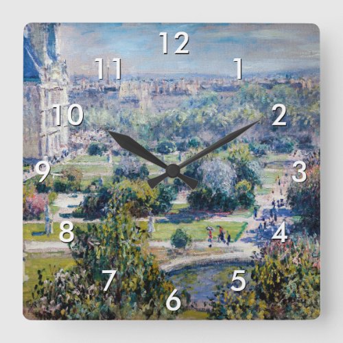 Claude Monet _ The Tuileries Gardens Square Wall Clock