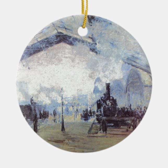 Claude Monet - Train Artwork - Steam Engine Ceramic Ornament (Front)