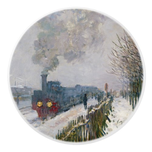 Claude Monet _ Train in the Snow  The Locomotive Ceramic Knob