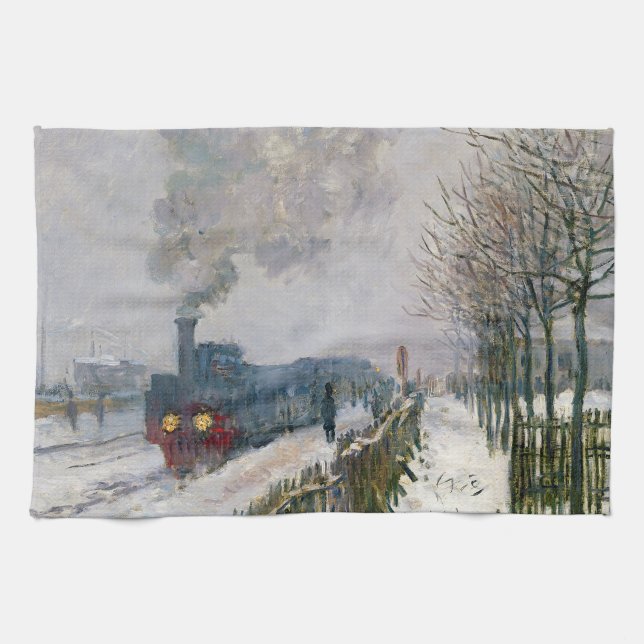 Claude Monet - Train in the Snow / The Locomotive Kitchen Towel (Horizontal)