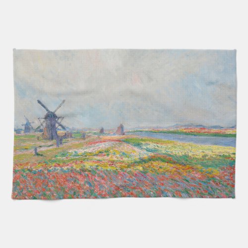 Claude Monet _ Tulip Fields near The Hague Kitchen Towel