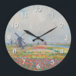 Claude Monet - Tulip Fields near The Hague Large Clock<br><div class="desc">Tulip Fields near The Hague (Champs de tulipes pres de La Hague) - Claude Monet,  Oil on Canvas,  1886</div>