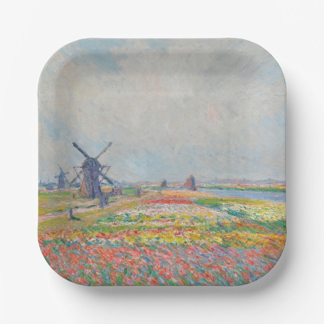 Claude Monet - Tulip Fields near The Hague Paper Plates (Front)