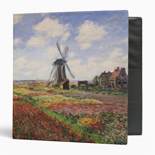 Claude Monet  Tulip Fields Rijnsburg Windmill 3 Ring Binder