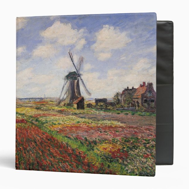 Claude Monet | Tulip Fields Rijnsburg Windmill 3 Ring Binder (Front/Inside)