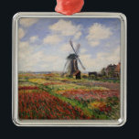Claude Monet | Tulip Fields Rijnsburg Windmill Metal Ornament<br><div class="desc">Tulip Fields with the Rijnsburg Windmill,  1886 | by Claude Monet | Art Location: Musee d'Orsay,  Paris,  France | French Artist | Image Collection Number: XIR37019</div>