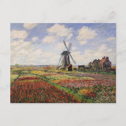 Claude Monet  Tulip Fields Rijnsburg Windmill Postcard