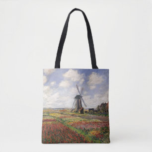 Claude Monet Tulip Fields Rijnsburg Windmill Tote Bag