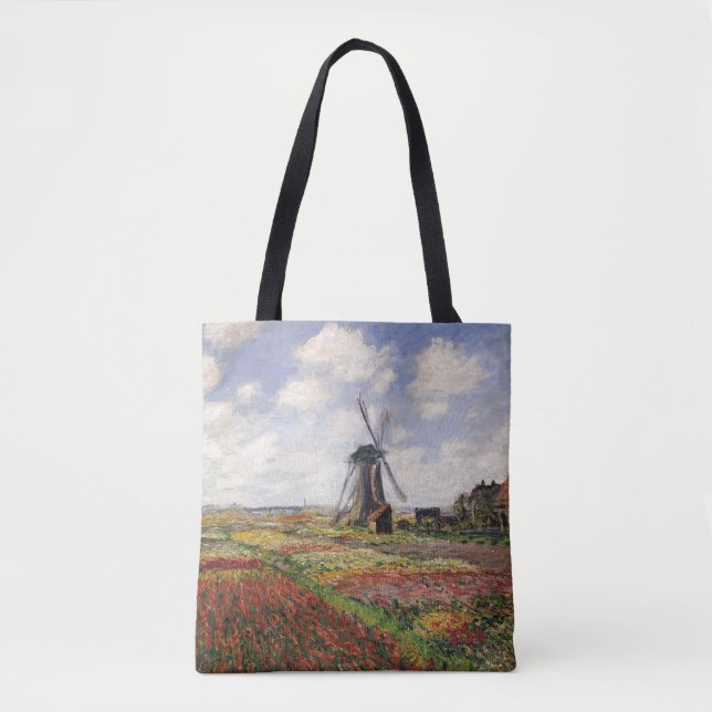 Claude Monet | Tulip Fields Rijnsburg Windmill Tote Bag (Front)