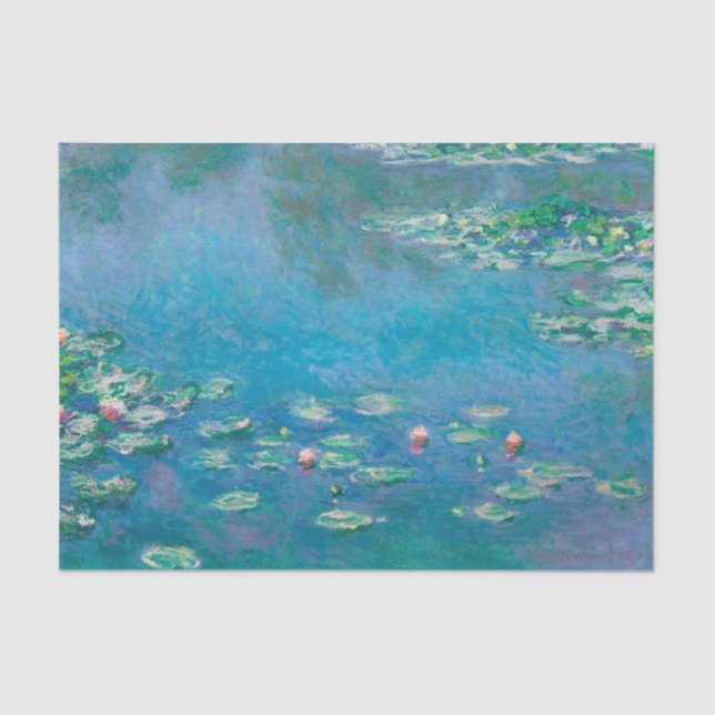 Claude Monet Turquoise Decoupage Water Lilly Tissue Paper (Front)