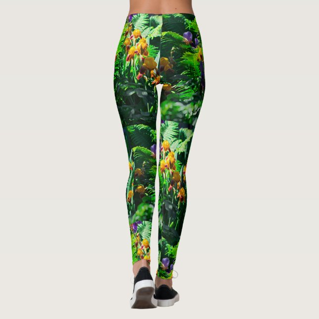 Claude Monet Type Stylized Garden Iris Leggings (Back)