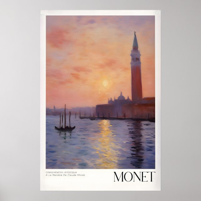 Claude Monet Venice Sunset Reflection Wall Art (Front)