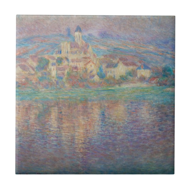 Claude Monet - Vetheuil, Sunset Ceramic Tile (Front)