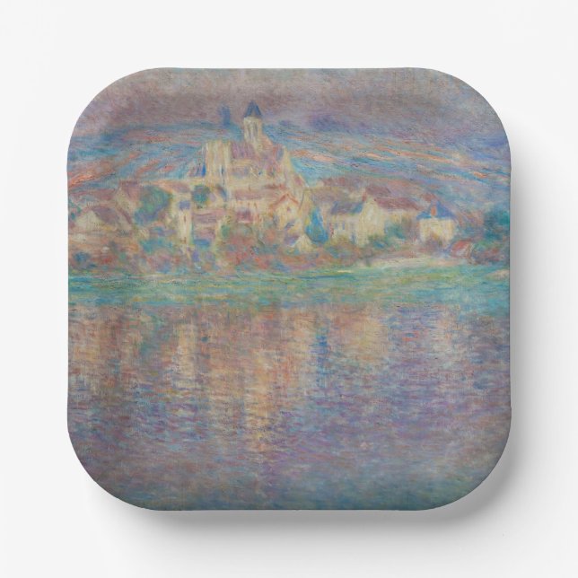 Claude Monet - Vetheuil, Sunset Paper Plates (Front)