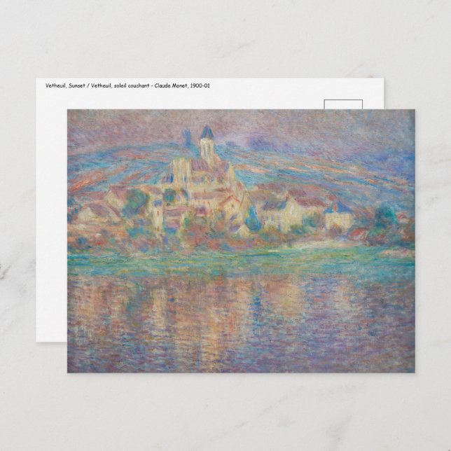 Claude Monet - Vetheuil, Sunset Postcard (Front/Back)