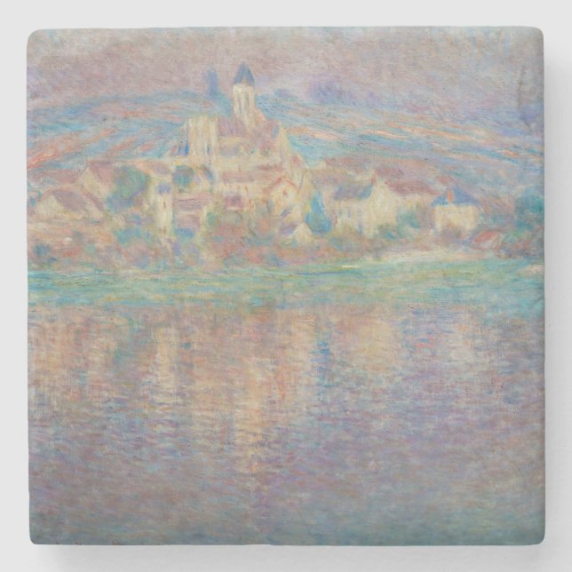 Claude Monet - Vetheuil, Sunset Stone Coaster (Front)