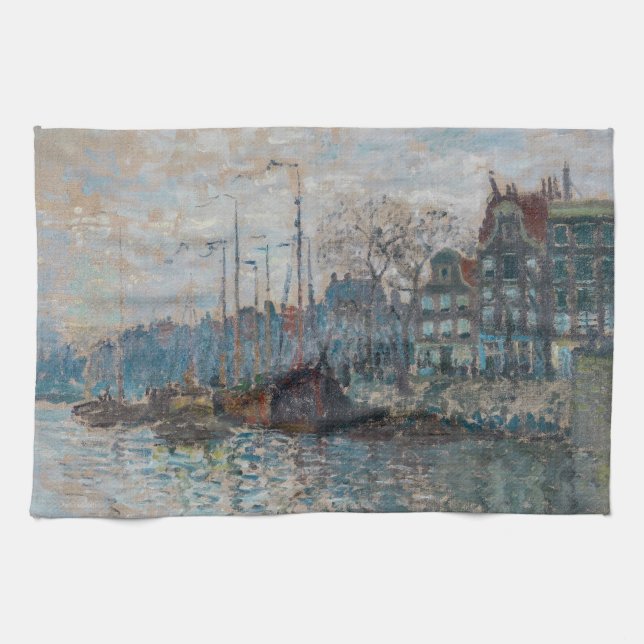 Claude Monet - View of Amsterdam Kitchen Towel (Horizontal)