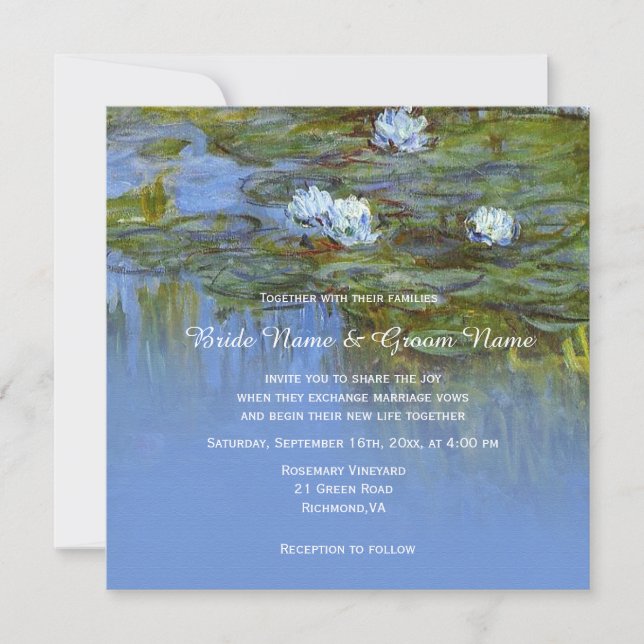 Claude Monet vintage waterlily wedding Invitation (Front)