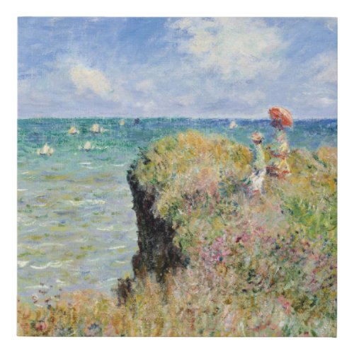 Claude Monet _ Walk On The Cliff At Pourville Faux Canvas Print