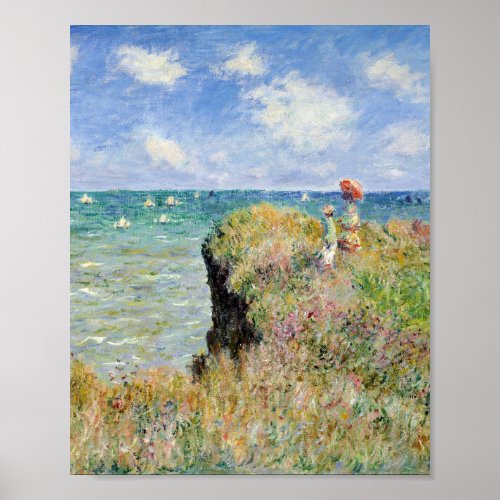 Claude Monet _ Walk On The Cliff At Pourville Poster