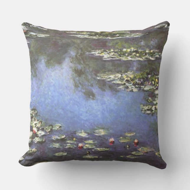 Claude Monet, Water Lilies, 1906, Blue Throw Pillow (Front)