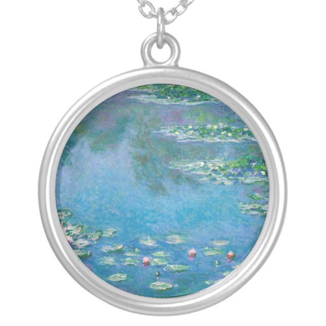 Claude Monet - Water Lilies 1906 Silver Plated Necklace (Front)