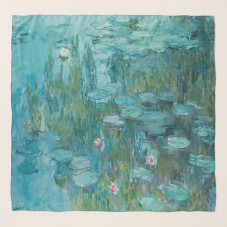 Claude Monet, Water Lilies, 1915, Aqua Blue Scarf