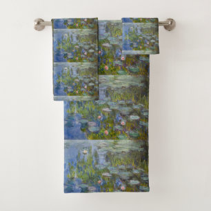 Claude Monet Water Lilies 1915 Impressionist Art Bath Towel Set