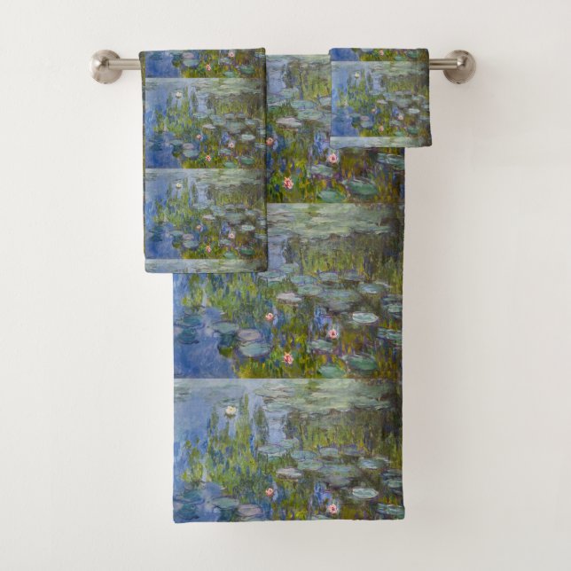 Claude Monet Water Lilies 1915 Impressionist Art Bath Towel Set (Insitu)