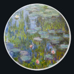 Claude Monet Water Lilies 1915 Impressionist Art Ceramic Knob<br><div class="desc">"Water Lilies" (1915) is a stunning example of Claude Monet’s late-period mastery at his Giverny garden. This iconic Impressionist painting focuses on the serene surface of his lily pond, where vibrant green pads and delicate blossoms in pink and white float upon deep, shimmering blue water. Monet’s expressive, loose brushwork captures...</div>