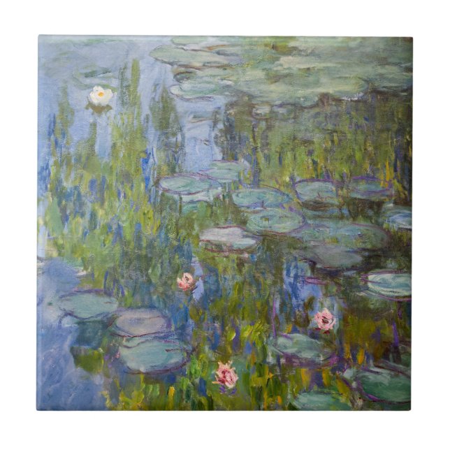 Claude Monet Water Lilies 1915 Impressionist Art Ceramic Tile (Front)