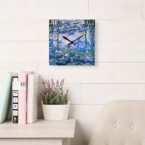 Claude Monet _ Water Lilies 1919  Square Wall Clock