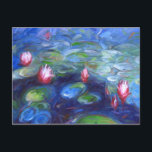 Claude Monet: Water Lilies 2 Postcard<br><div class="desc">Surprise your family and friends with a colorful classic postcard featuring beautiful water lilies,  painted by the French impressionist painter Claude Monet. 






com</div>