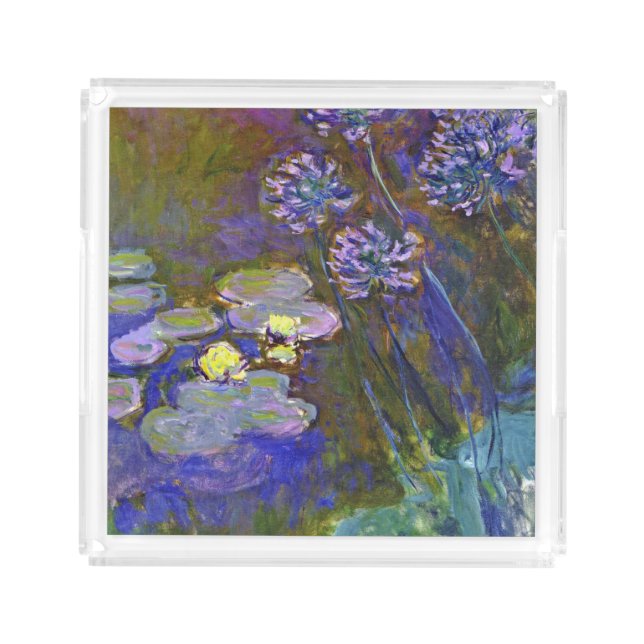 Claude Monet Water Lilies Agapanthus Acrylic Tray (Front)