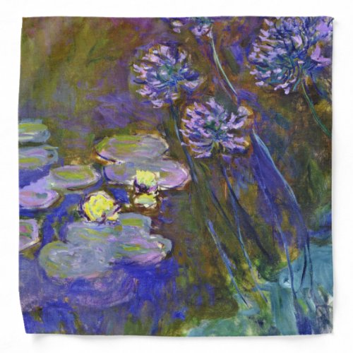 Claude Monet Water Lilies Agapanthus Bandana