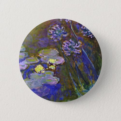 Claude Monet Water Lilies Agapanthus Button