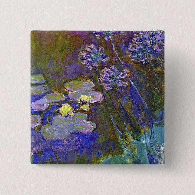 Claude Monet Water Lilies Agapanthus Button (Front)