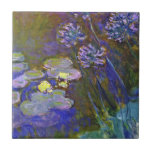 Claude Monet Water Lilies Agapanthus Ceramic Tile<br><div class="desc">Claude Monet's Water Lilies and Agapanthus - Claude Monet's Water Lilies and Agapanthus is a wonderful impressionistic painting by one of the master flower artists of all time. The water garden is alive with color and emotion, as the purple Agapanthus flow up from their blue and green stems. The water...</div>
