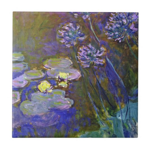 Claude Monet Water Lilies Agapanthus Ceramic Tile