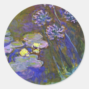 Claude Monet Water Lilies Agapanthus Classic Round Sticker