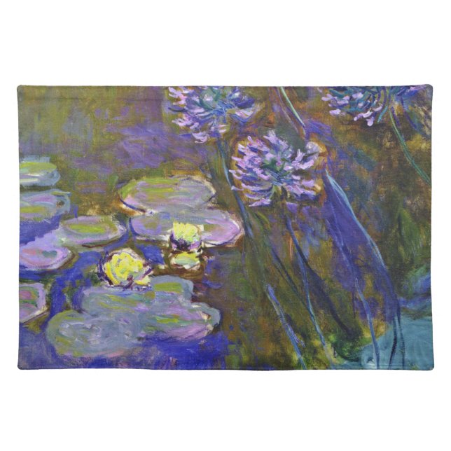 Claude Monet Water Lilies Agapanthus Cloth Placemat (Front)