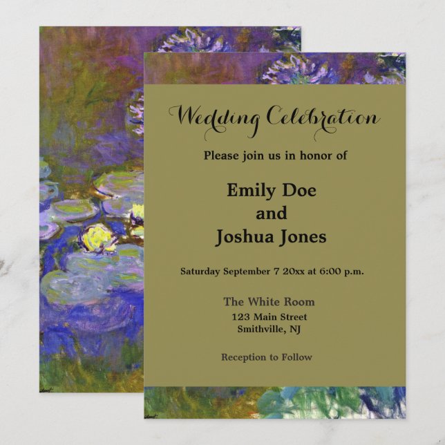 Claude Monet Water Lilies Agapanthus Invitation (Front/Back)
