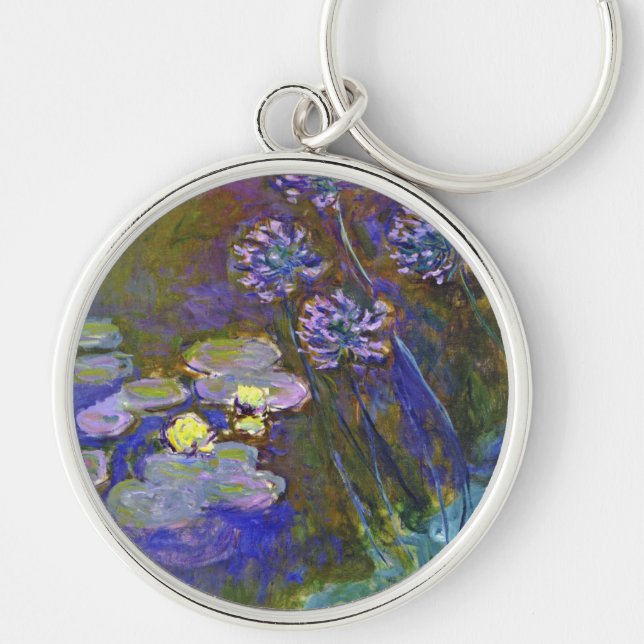 Claude Monet Water Lilies Agapanthus Keychain (Front)