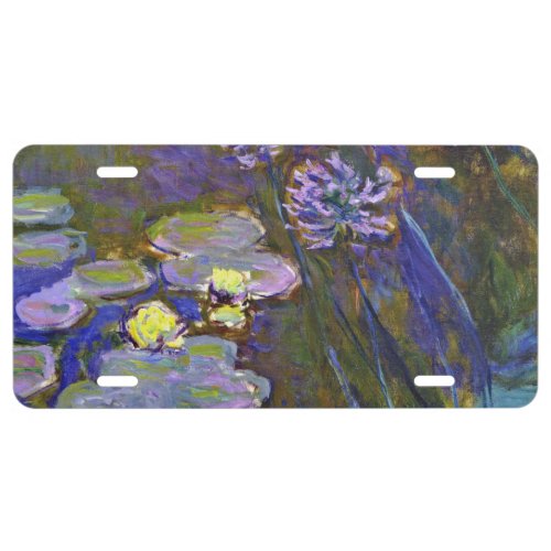 Claude Monet Water Lilies Agapanthus License Plate
