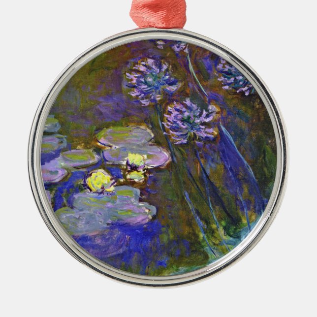 Claude Monet Water Lilies Agapanthus Metal Ornament (Front)