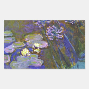 Claude Monet Water Lilies Agapanthus Rectangular Sticker