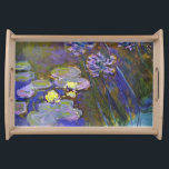 Claude Monet Water Lilies Agapanthus Serving Tray<br><div class="desc">Claude Monet's Water Lilies and Agapanthus - Claude Monet's Water Lilies and Agapanthus is a wonderful impressionistic painting by one of the master flower artists of all time. The water garden is alive with color and emotion, as the purple Agapanthus flow up from their blue and green stems. The water...</div>