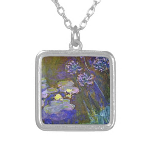 Claude Monet Water Lilies Agapanthus Silver Plated Necklace